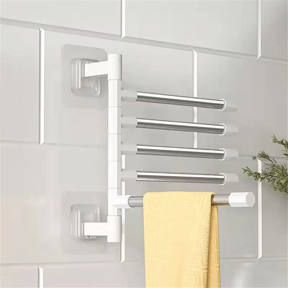 1Pc Silver Aluminum Swing Arms Towel Rack Save Space 2-8-Bar Towel Hanger Wall Mounted Bracket Hanging Holder Bathroom Tool