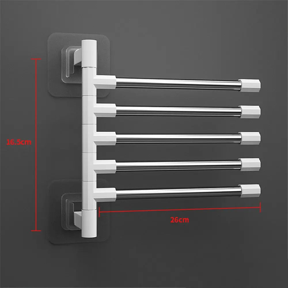 1Pc Silver Aluminum Swing Arms Towel Rack Save Space 2-8-Bar Towel Hanger Wall Mounted Bracket Hanging Holder Bathroom Tool