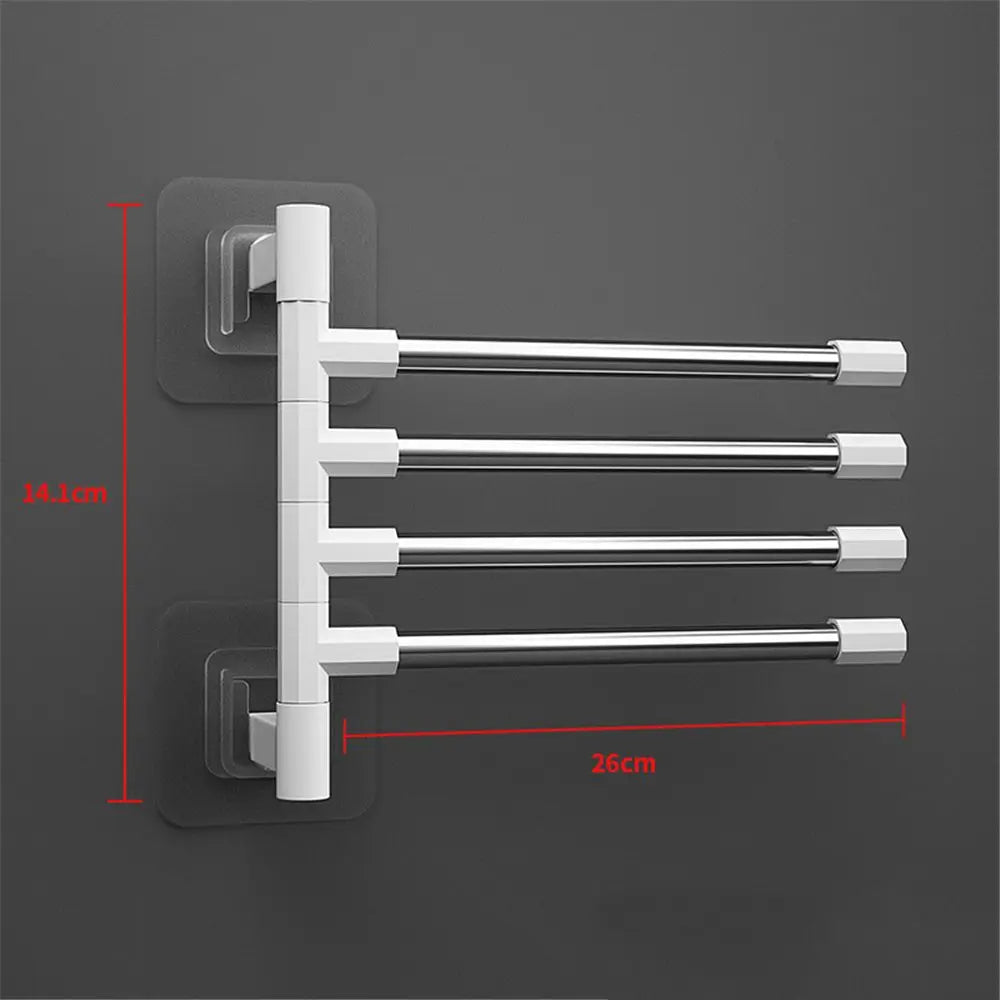 1Pc Silver Aluminum Swing Arms Towel Rack Save Space 2-8-Bar Towel Hanger Wall Mounted Bracket Hanging Holder Bathroom Tool