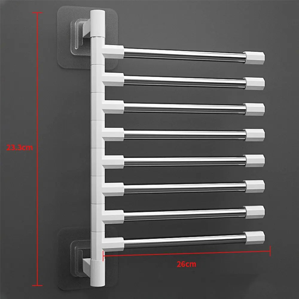 1Pc Silver Aluminum Swing Arms Towel Rack Save Space 2-8-Bar Towel Hanger Wall Mounted Bracket Hanging Holder Bathroom Tool