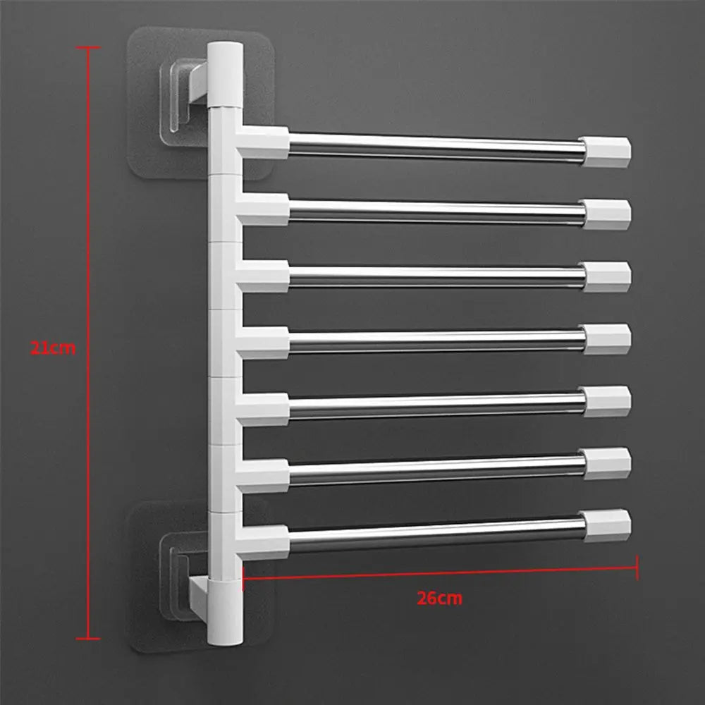 1Pc Silver Aluminum Swing Arms Towel Rack Save Space 2-8-Bar Towel Hanger Wall Mounted Bracket Hanging Holder Bathroom Tool