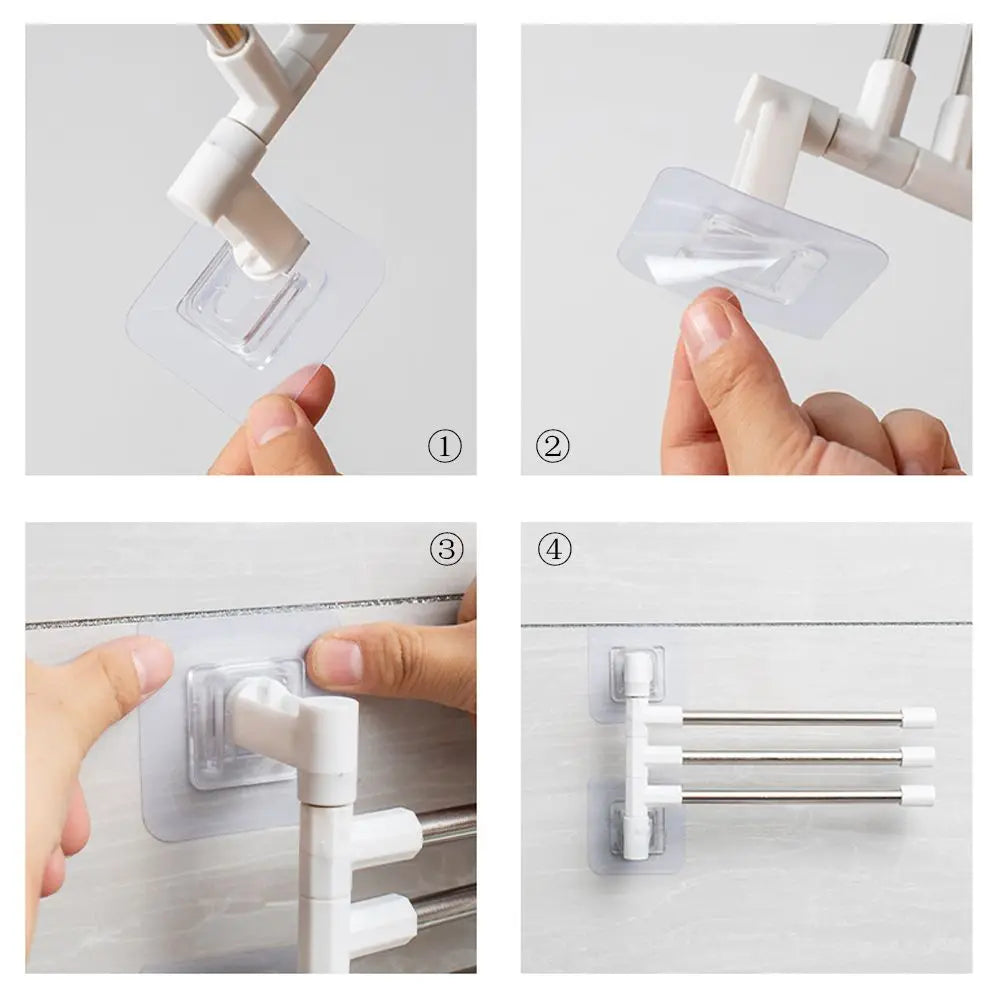 1Pc Silver Aluminum Swing Arms Towel Rack Save Space 2-8-Bar Towel Hanger Wall Mounted Bracket Hanging Holder Bathroom Tool