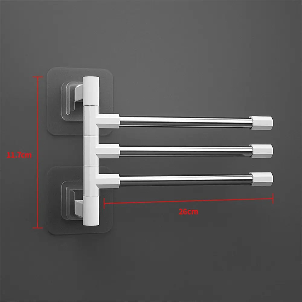 1Pc Silver Aluminum Swing Arms Towel Rack Save Space 2-8-Bar Towel Hanger Wall Mounted Bracket Hanging Holder Bathroom Tool