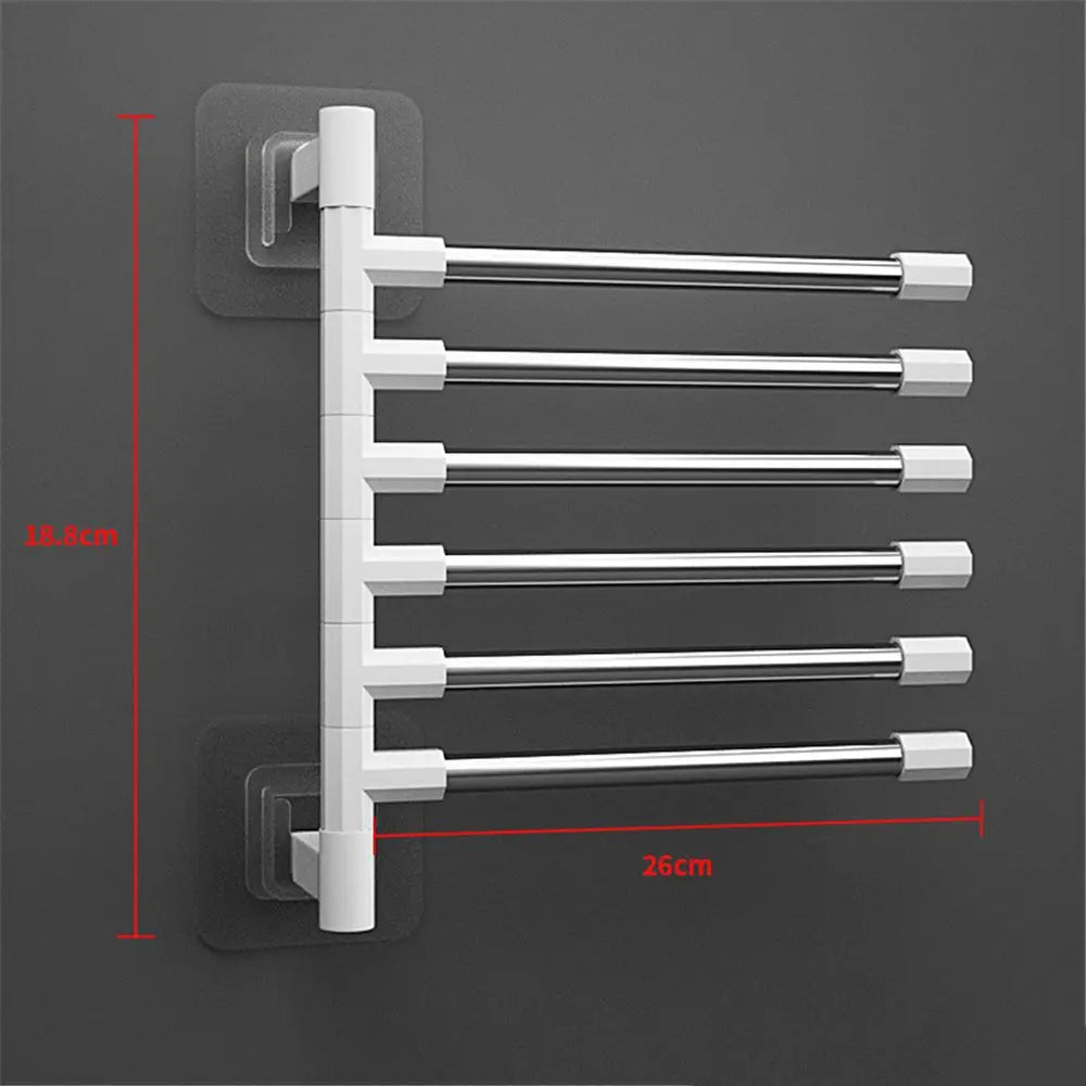 1Pc Silver Aluminum Swing Arms Towel Rack Save Space 2-8-Bar Towel Hanger Wall Mounted Bracket Hanging Holder Bathroom Tool