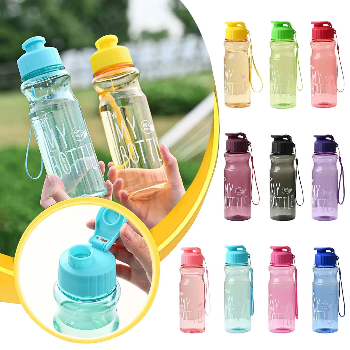 650ml Large-Capacity Transparent Sports Water Bottle – Leak-Proof, BPA-Free, Outdoor & Everyday Use. Perfect for kids water bottle to school.